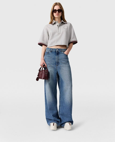 STELLA MC CARTNEY LOGO CROPPED RUGBY POLO SHIRT